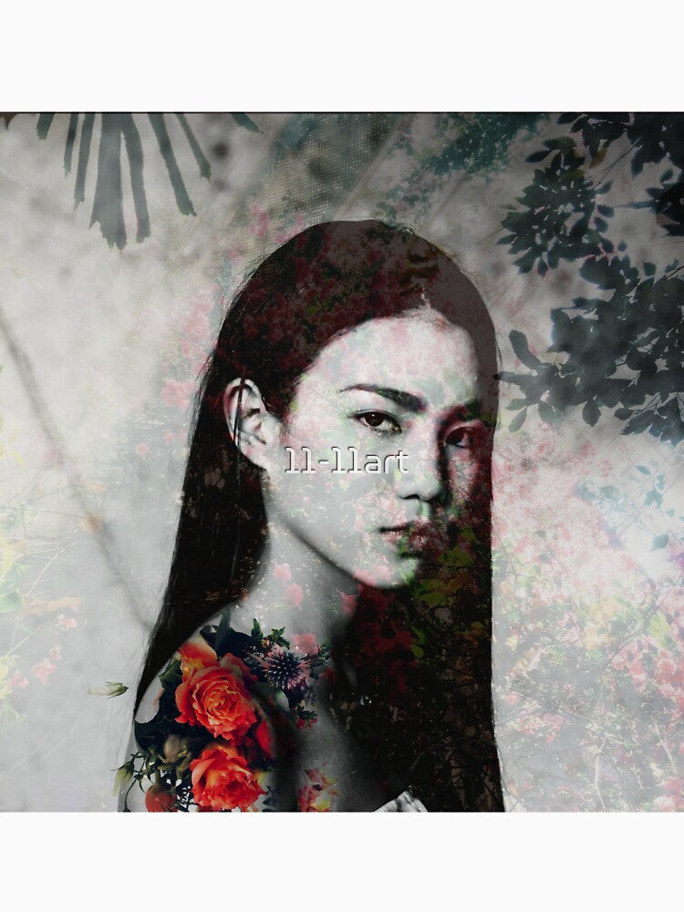 Moody Floral Woman Portrait | Dark Feminine Aesthetic Wall Art by 11-11art