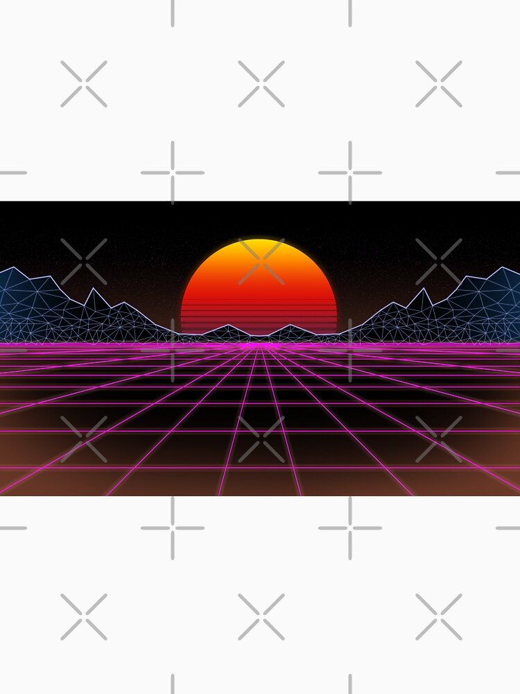 80s retrowave neon grid sunset valley by ibygtr