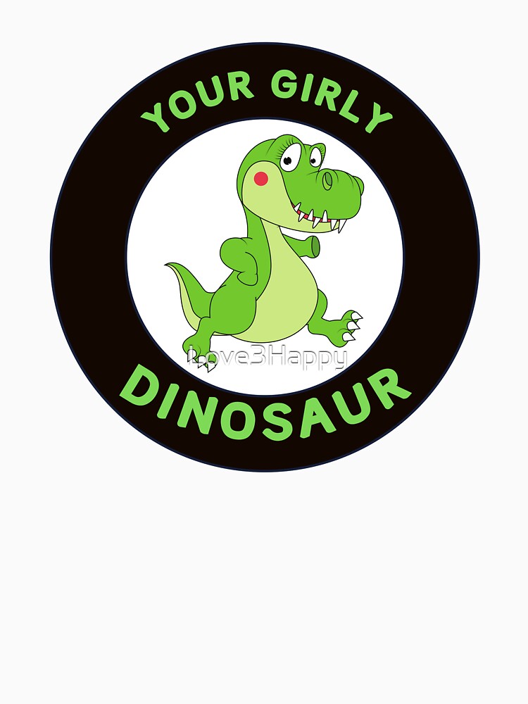 “Your Girly Dinosaur” Cartoon Dino Logo – Cute Green Dinosaur Design by Love3Happy