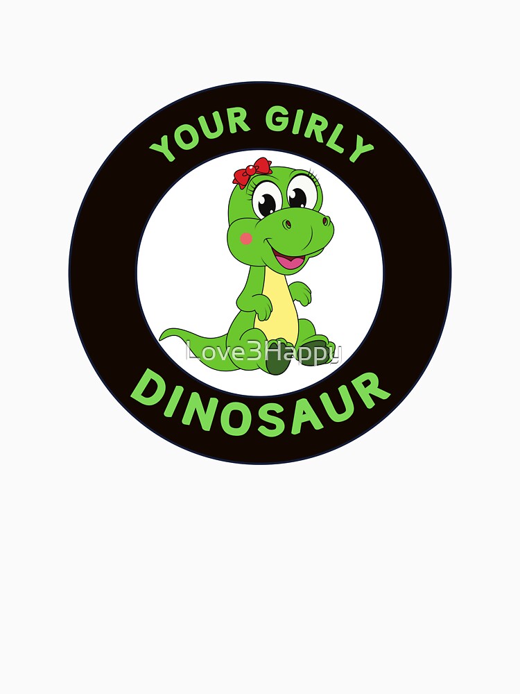 “Your Girly Dinosaur” Cute Cartoon Logo – Green Dino with Bow by Love3Happy