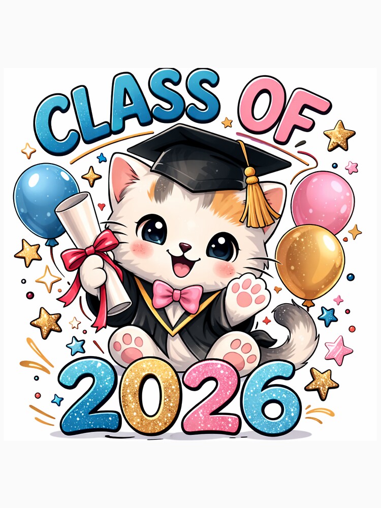 Class of 2026 Cute Cat Graduation by bloomandbeads.eu