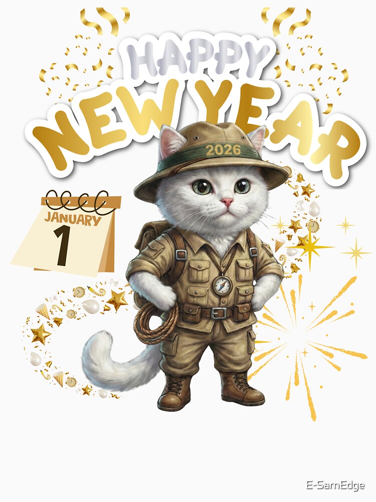 Adventure Cat Explorer 2026 | Happy New Year Safari Kitten by E-SarnEdge