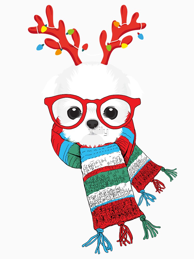 Maltese Xmas Holidays Reindeer Christmas Lights by vilily