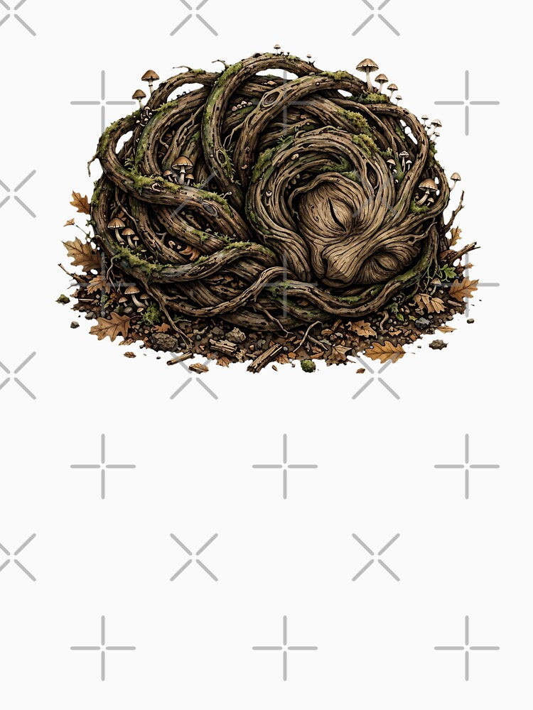 Sleeping Root Creature - Forest Spirit Cat Goblincore Mosscore by Neurospicy Trolls