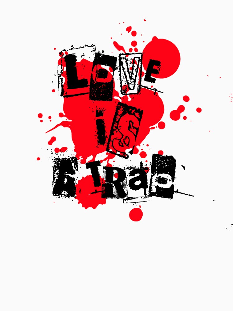 Love Is A Trap — Punk Ransom Note Typography Sticker - Red by UBIK-ART
