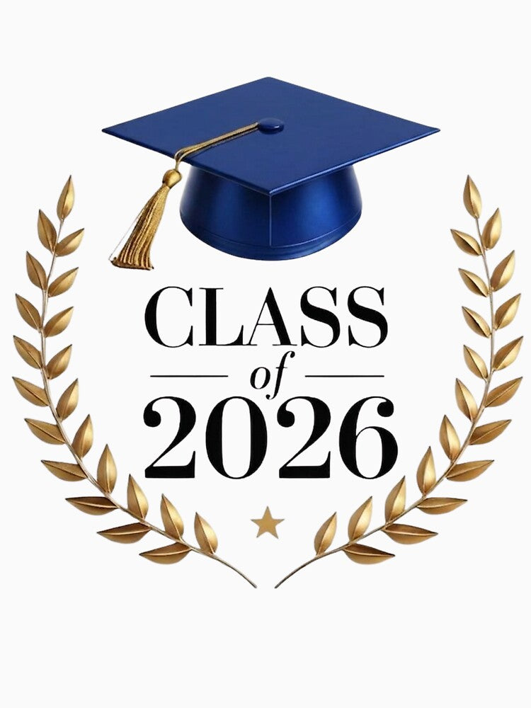 Class of 2026 - Elegant Blue & Gold Graduation Laurel Wreath by Sashka-