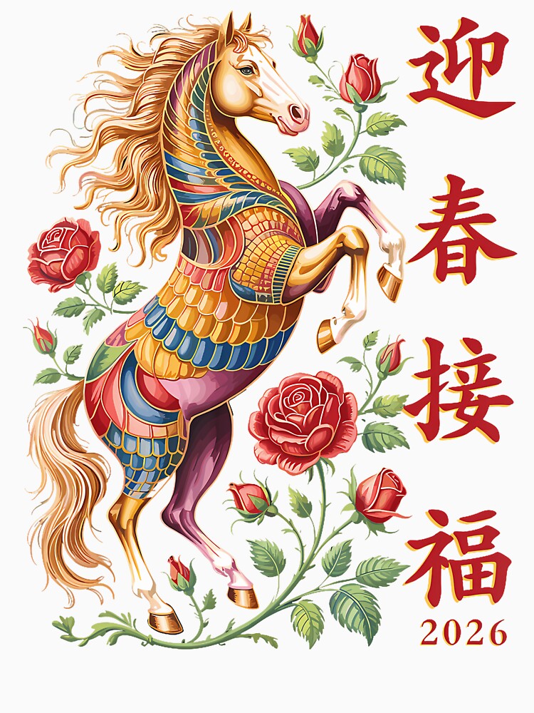 Chinese New Year Of The Horse 2026 Colorful Zodiac Lunar by DeborahCarolyn