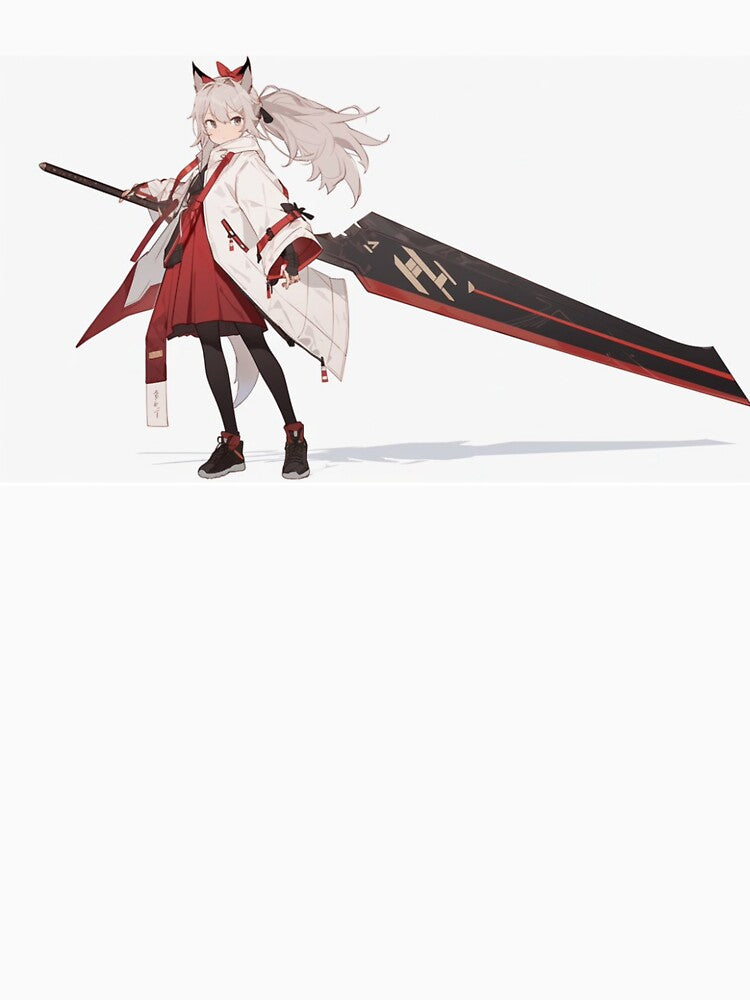 Kawaii Warrior Girl with Giant Sword – Minimal Anime Aesthetic by EchoWave11