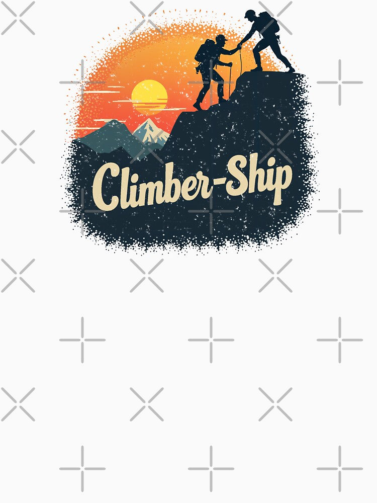 ClimberShip Teamwork Reaches New Heights at Sunset (Washed and Worn Look) by JumpJammiesTees