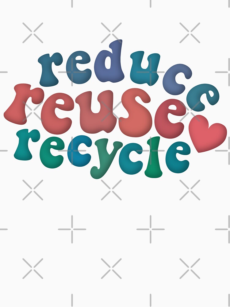 Reduce Reuse Recycle Environmental Advocacy Blue Red Retro by cashewdays