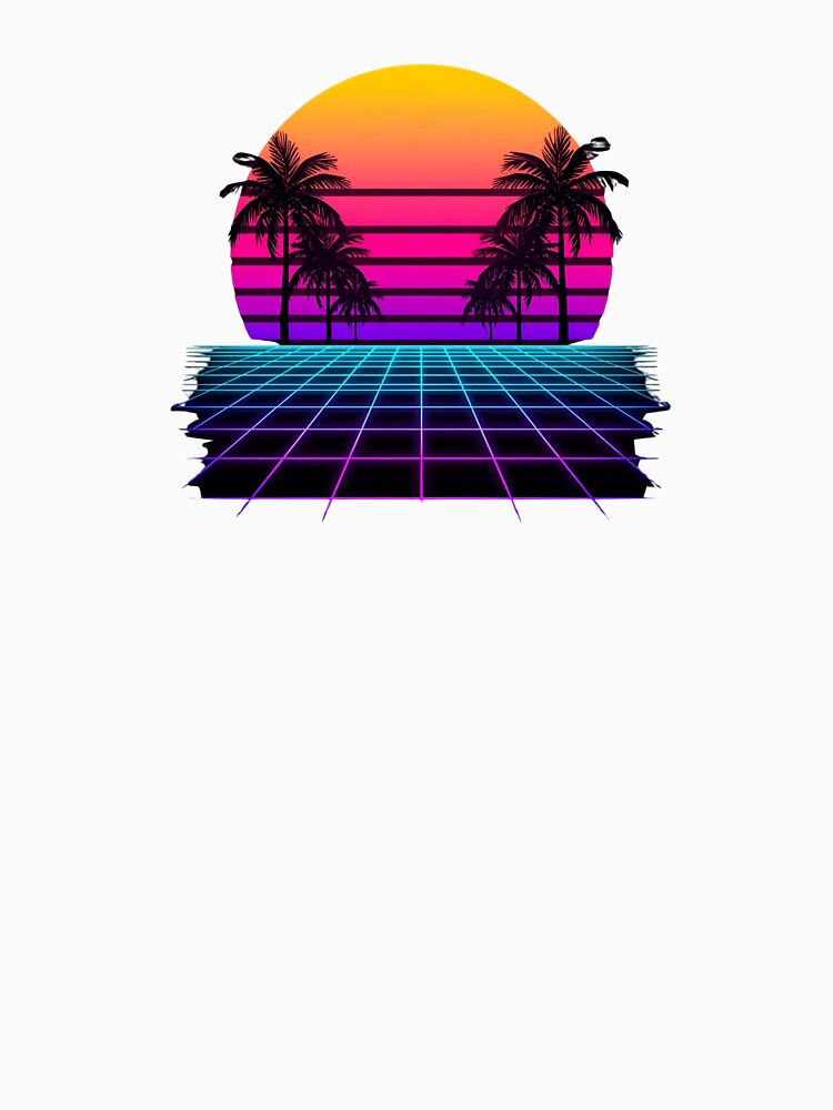 Retro Sunset with Palm Trees – 80s Aesthetic by Merch By Style
