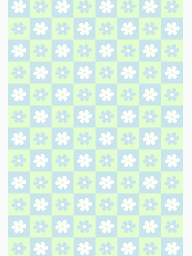 Danish Pastel Aesthetic Checkerboard Flower Design Phone Case in Sage Green and Baby Blue Periwinkle by shopY2K