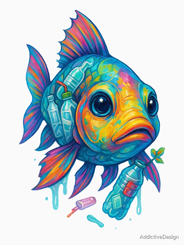 Fish & Bottles – Ocean Plastic Pollution Awareness Art by AddictiveDesign
