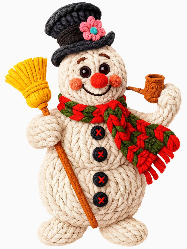 Crochet Yarn Frosty the Snowman, Preppy Christmas Latch Hook by Noomo Land Designs