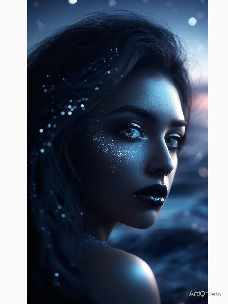 Obsidian Moon Muse: Ethereal Midnight Makeup Portrait by ArtiQreate