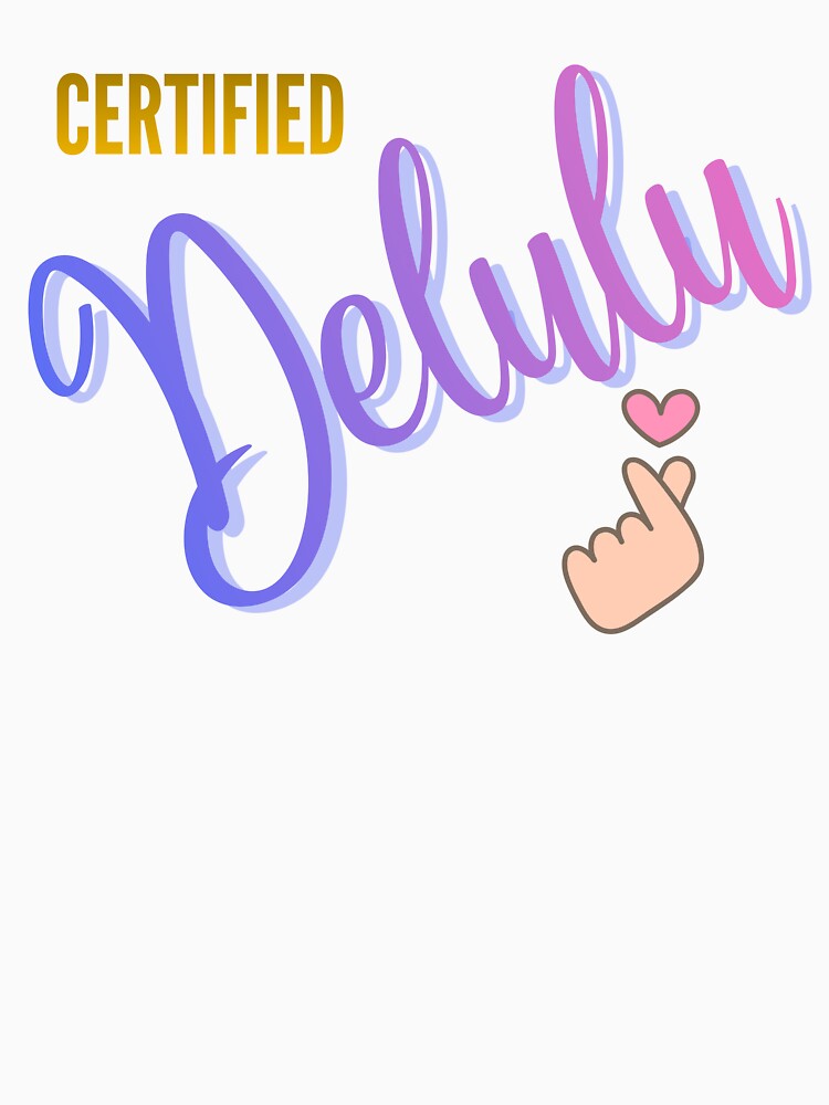 Certified Delulu text with Korean finger heart by ArtEllary