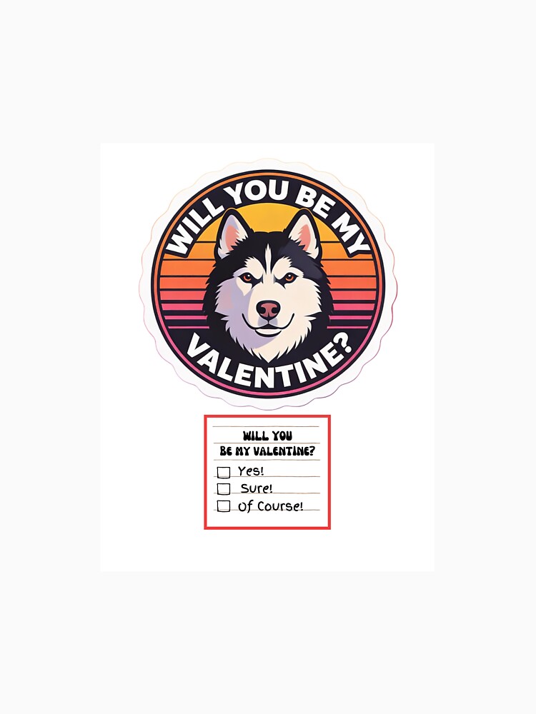 Adorable Watercolor Retro Alaskan Malamute  – Valentine’s Day Question by M1234s