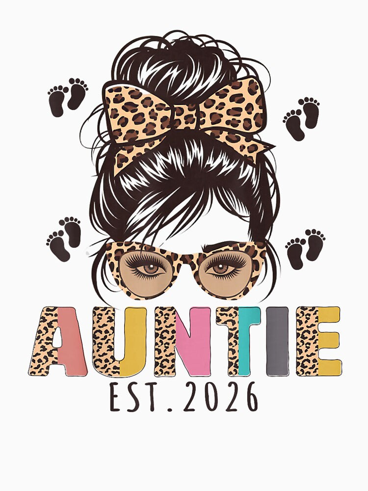 Promoted to Auntie est 2026 Aunt to be New Aunt Messy Bun by Goleon12