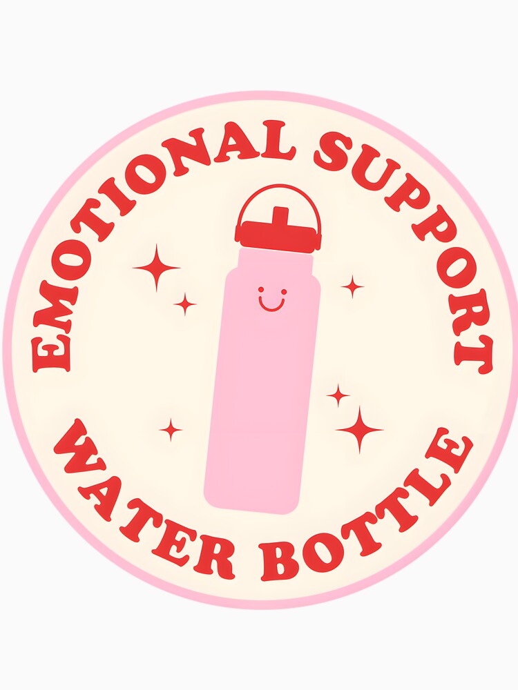 Emotional Support Water Bottle Sticker Red And Pink by SaulSalinas
