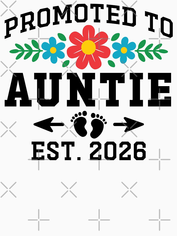 Promoted to Auntie Est 2026 Flower Heart New Auntie 2026 Gift by gunaone-design
