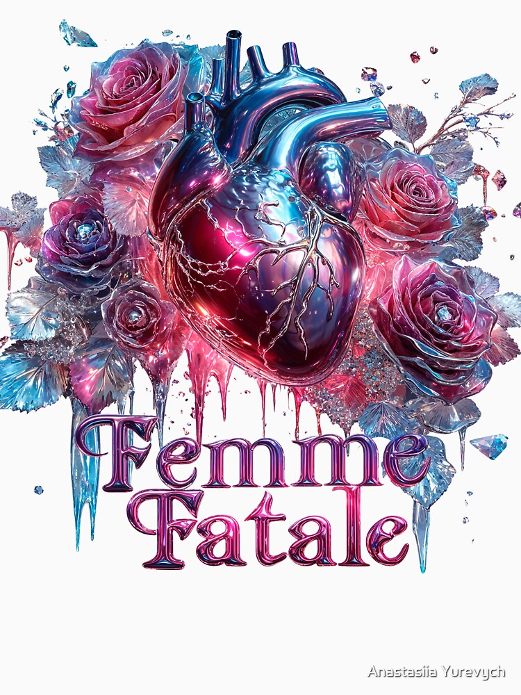 Femme Fatale Chrome Heart with Roses and Ice by Anastasiia Yurevych