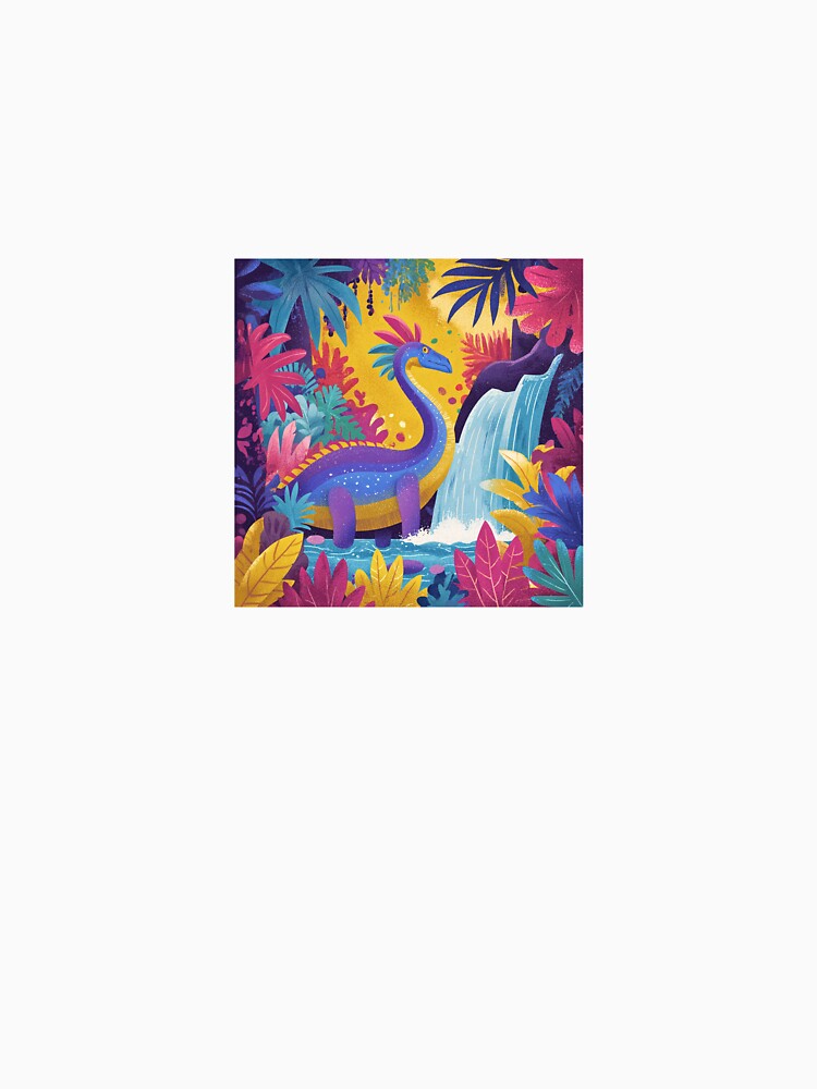 Colorful Parasaurolophus by Tropical Waterfall by Bambear