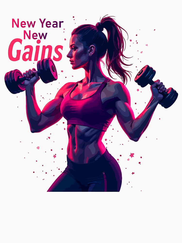 New Year New Gains - Motivational Gym & Bodybuilding Fitness Goals 2026 by Design-Pro-21