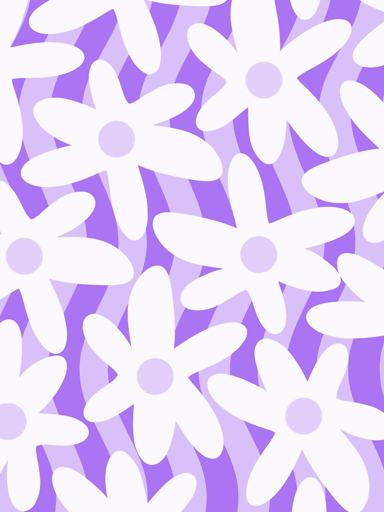 Purple Pastel Trippy Wavy Flowers Pattern by kierkegaard