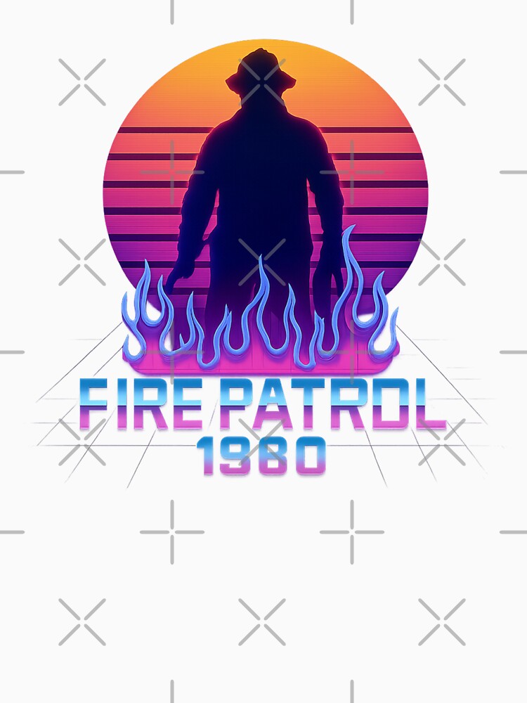 Fire Patrol 1980 - Retro Synthwave Firefighter Neon Grid Design by MKreative Studio