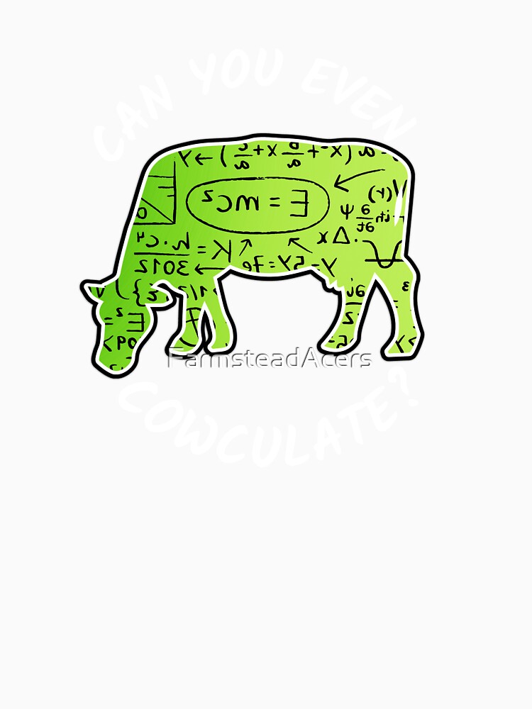 Black version of Green cow version of Can you even calculate? Funny colorful cow puns Calculator by FarmsteadAcers