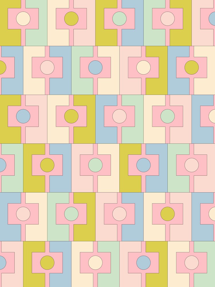 Mid Century Modern Pastel Pink Rektangel Geometric Pattern with Light Blue and Chartreuse by kierkegaard