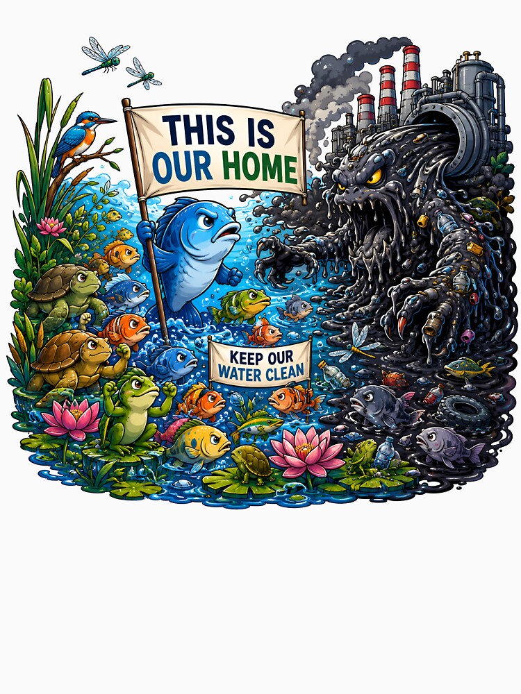 Keep Our Water Clean Pollution Monster Sticker by Nuvoro Eco Awareness