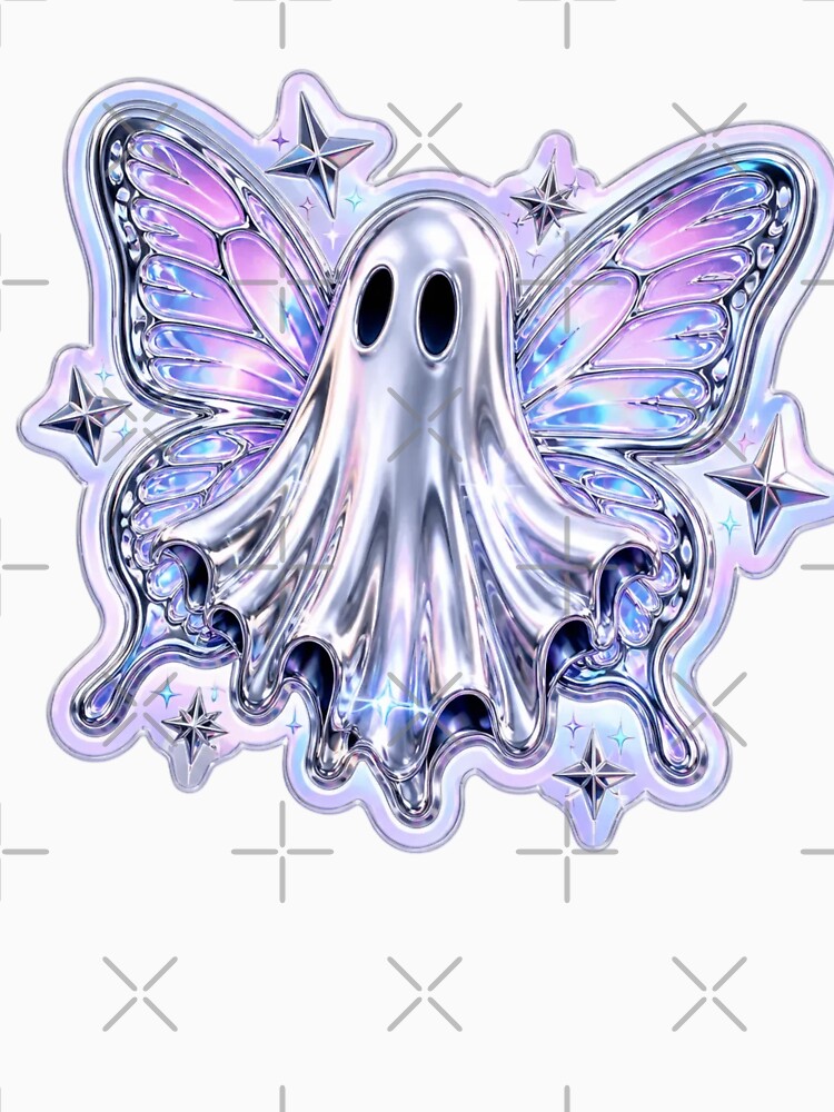 Y2K Ghost Butterfly Chrome Retro Halloween by StickyGuys