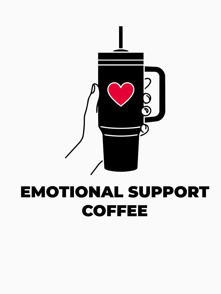 Emotional Support Coffee - Minimalist Aesthetic Tumbler Design by vlahstudio