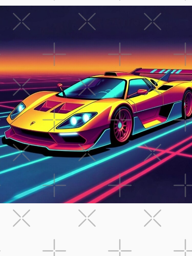 Retro Synthwave Supercar Sunset | Neon Vaporwave Sports Car | Outrun Aesthetic | Futuristic Car Wall Art by Nexus Space