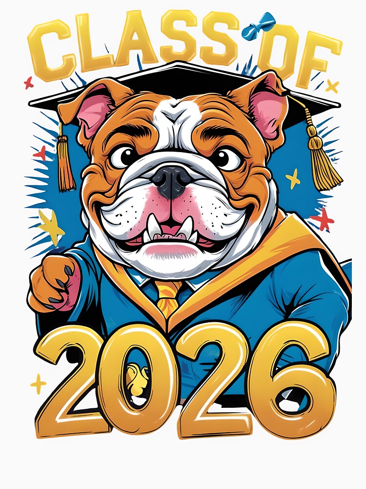 "Class of 2026" Bulldog Graduate - Humorous Pet Graduation by DarylWelsh2024