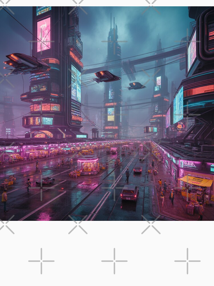 Neon-Lit Cyberpunk Metropolis at Eternal Dusk by Bilikaru