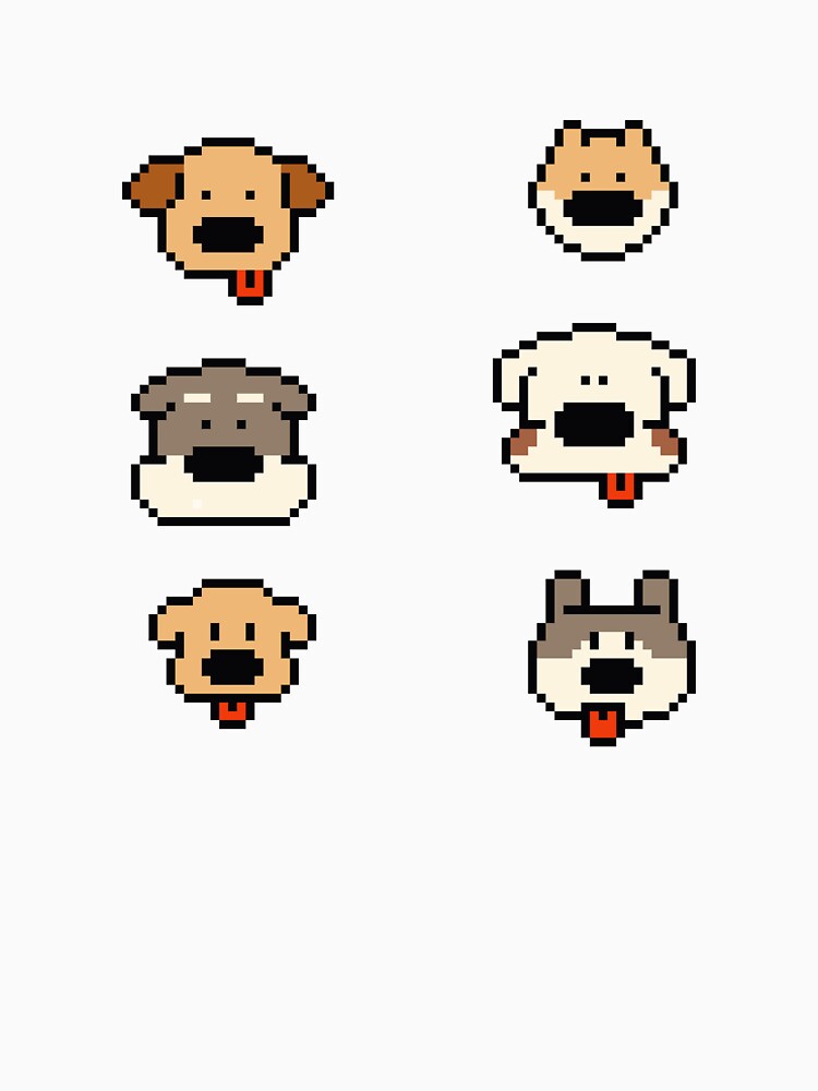 Six Cute Pixel Art Dog Heads by maristrabelli