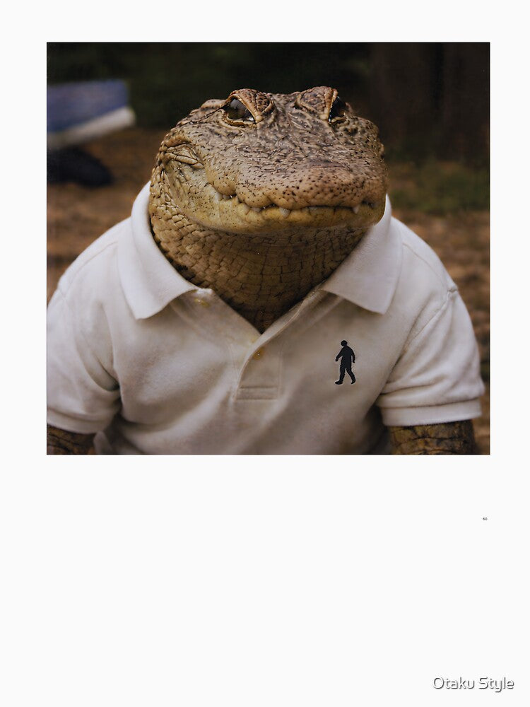 Vintage Alligator in a Polo Shirt – Deadpan Analog Animal Photography by Otaku Style
