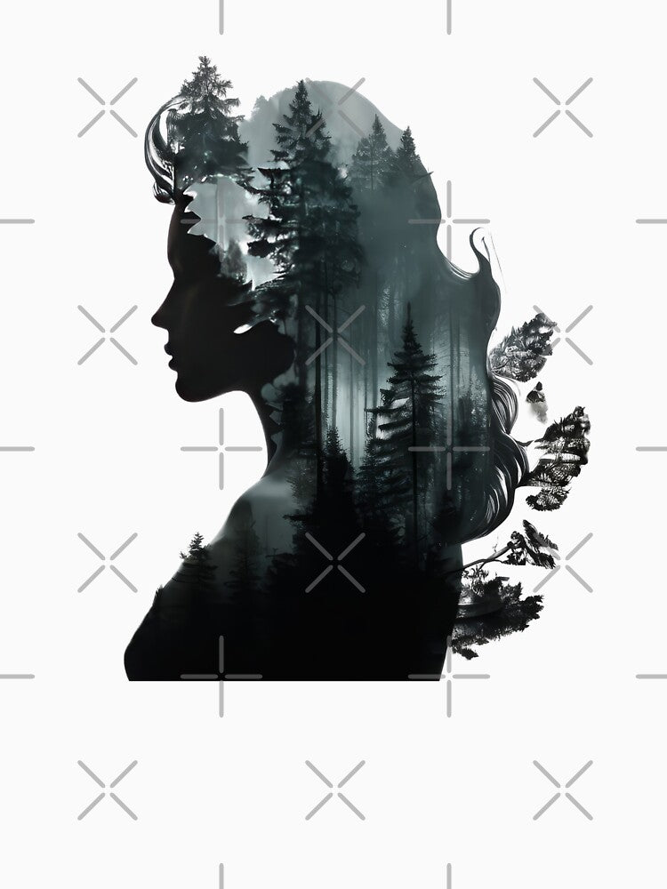 Mystical Forest Woman Silhouette Art by Prachodayat Artworks