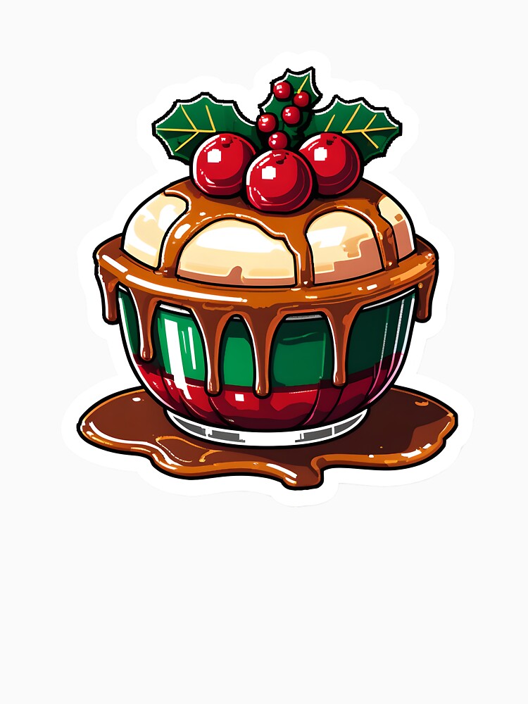 Cute Pixel Christmas Pudding with Holly Topping by BankMano