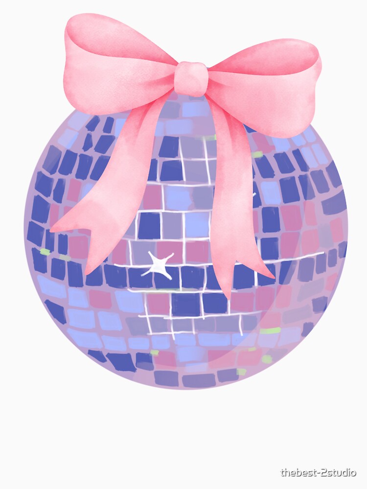 Disco Ball With Pink Coquette Bow by thebest-2studio