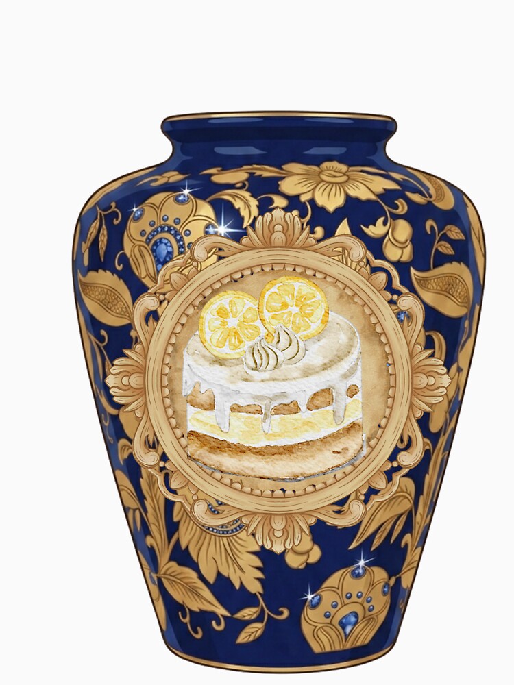 Lemon Cake inside Blue Chinoiserie Porcelain Vase by Atlasoloji