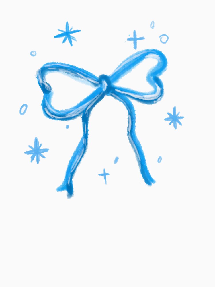 Heart Shaped Blue Ribbon - Cute Watercolor Bow Design by Sunteddy