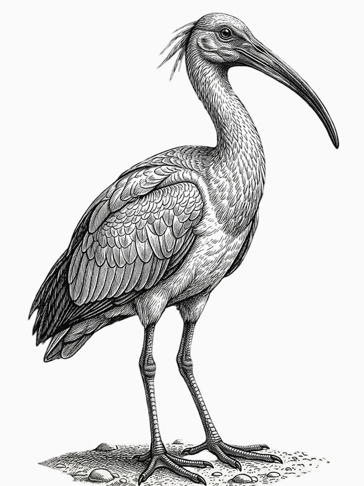 Realistic high detail black and white ibis by Minimalisticaly