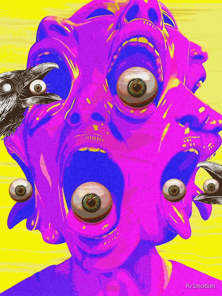Watching Minds – Surreal Multi-Face Psychedelic Eyeball Artwork by Kr1motion