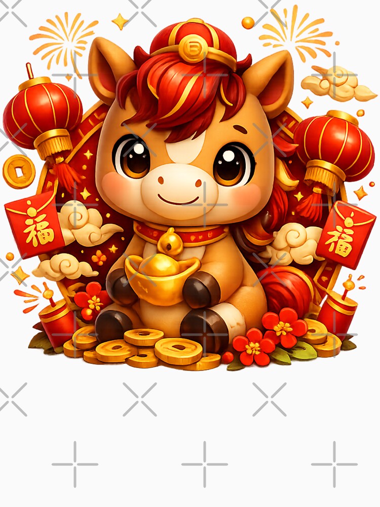 Chinese New Year of the Horse | Cute Chinese New Year Zodiac Art by Moons Studio