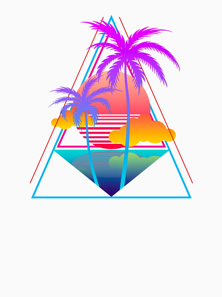Vaporwave Art -Retro 1980s 1990s Relax Aesthetic Palm Trees Sunset Beach Surf by Hitagivapor