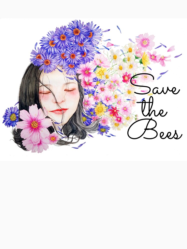 Save the Bees - Girl with flowers by Amandalee Jones