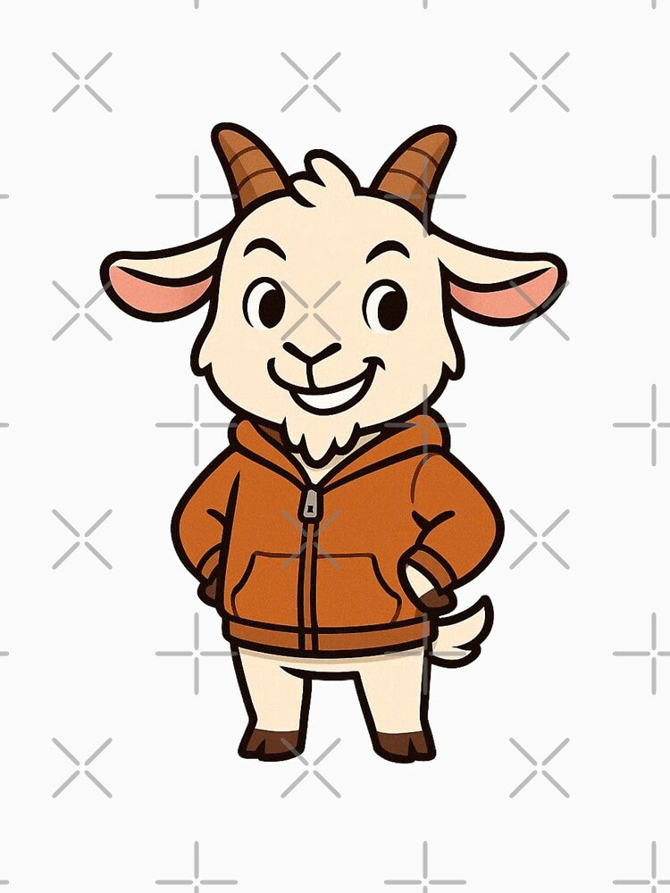 Playful Goat in Casual Hoodie – Cute Farm Animal Fashion Illustration by Confuzz1ed